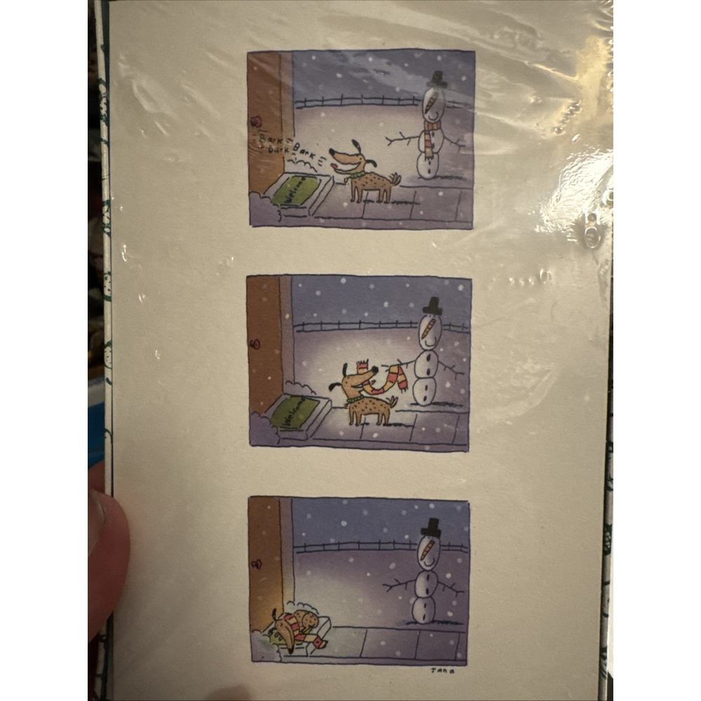 Box 18 Funny Christmas Holiday Cards Dog Snowman "warm wishes" Hallmark Shoebox